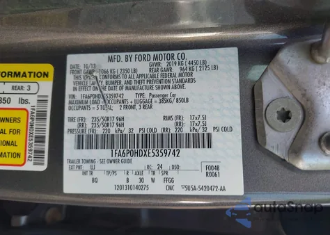 2014 Ford Fusion Se z USA, uszkodzony, nr VIN 1FA6P0HDXE5359742